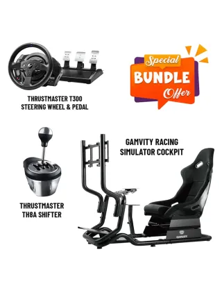 Gamvity Racing Car Seat Driving Simulator Chair With Wheel And Pedal Set & Shifter Bundle