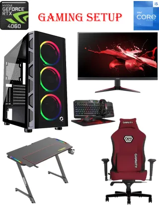 Gameon Trident Ii Intel Core I5 - 13th Gen Gaming Pc With Monitor / Desk / Maroon Chair And Gaming Kit Bundle Offer