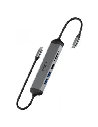 WiWU Alpha 5 in 1 USB-C Hub A521H – Gray